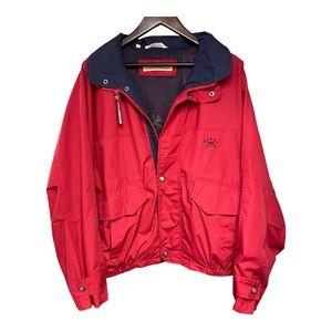 PERRY Ellis Red Vintage Windbreaker Men’s Size Large Lightweight Zipper Jacket
